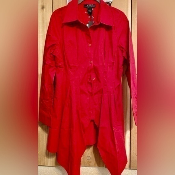 MIDNIGHT VELVET SERENA RED HIGH LOW TUNIC SIZE LARGE - Picture 1 of 3